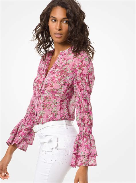 embellished floral lace top michael kors|michael kors tops for women.